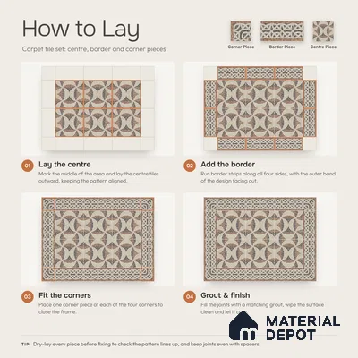 Handmade Third Fired Patterned Wall & Floor Decor Tile TL 13122 D Terracotta Interlaced 300x300 mm Embossed Glossy Finish Vitrified Tile - 9 mm | Suitable For Kitchen, Bathroom, Living Area