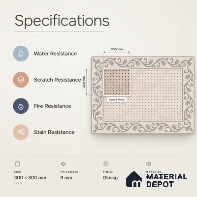 Handmade Third Fired Patterned Wall & Floor Decor Tile TL 13123 Red Basketweave 300x300 mm Embossed Glossy Finish Vitrified Tile - 9 mm | Suitable For Kitchen, Bathroom, Living Area