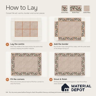 Handmade Third Fired Patterned Wall & Floor Border Tile TL 13123 B Red Basketweave 300x147 mm Embossed Glossy Finish Vitrified Tile - 9 mm | Suitable For Kitchen, Bathroom, Living Area