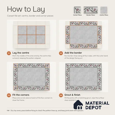 Handmade Third Fired Patterned Wall & Floor Border Tile TL 13123 E Charcoal Basketweave 300x147 mm Embossed Glossy Finish Vitrified Tile - 9 mm | Suitable For Kitchen, Bathroom, Living Area