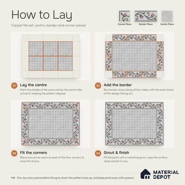 Handmade Third Fired Patterned Wall & Floor Border Tile TL 13123 E Charcoal Basketweave 300x147 mm Embossed Glossy Finish Vitrified Tile - 9 mm | Suitable For Kitchen, Bathroom, Living Area
