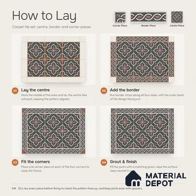 Handmade Third Fired Patterned Wall & Floor Border Tile TL 13124 E Charcoal Ogee 300x97 mm Embossed Glossy Finish Vitrified Tile - 9 mm | Suitable For Kitchen, Bathroom, Living Area