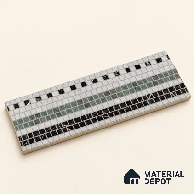 Handmade Third Fired Patterned Wall & Floor Border Tile TL 13125 E Grey Cross 300x97 mm Embossed Glossy Finish Vitrified Tile - 9 mm | Suitable For Kitchen, Bathroom, Living Area