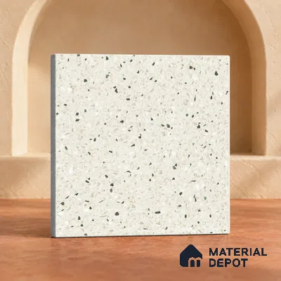 Handmade Third Fired Patterned Wall & Floor Decor Tile TL 13126 Ivory Terrazzo 300x300 mm Embossed Glossy Finish Vitrified Tile - 9 mm | Suitable For Kitchen, Bathroom, Living Area