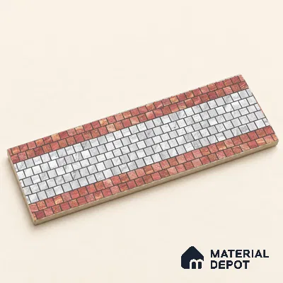 Handmade Third Fired Patterned Wall & Floor Border Tile TL 13126 E Chevron Zigzag 300x97 mm Embossed Glossy Finish Vitrified Tile - 9 mm | Suitable For Kitchen, Bathroom, Living Area