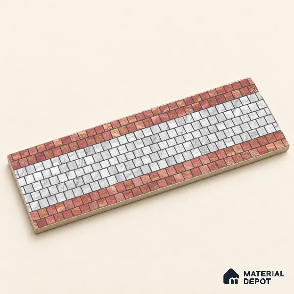 Handmade Third Fired Patterned Wall & Floor Border Tile TL 13126 E Chevron Zigzag 300x97 mm Embossed Glossy Finish Vitrified Tile - 9 mm | Suitable For Kitchen, Bathroom, Living Area