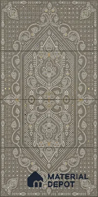 Lippan Art Mirror Mural Wall Tile TL 13127 Charcoal Paisley Mandala 4 ft x 2 ft Vitrified Matte Finish - 9 mm | Suitable for Living Room, Accent/Feature Wall, Foyer