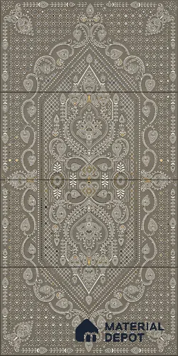 Lippan Art Mirror Mural Wall Tile TL 13127 Charcoal Paisley Mandala 4 ft x 2 ft Vitrified Matte Finish - 9 mm | Suitable for Living Room, Accent/Feature Wall, Foyer