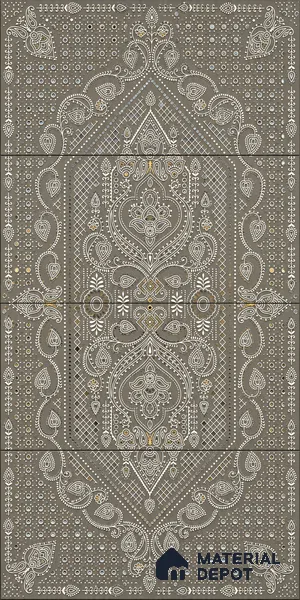 Lippan Art Mirror Mural Wall Tile TL 13127 Charcoal Paisley Mandala 4 ft x 2 ft Vitrified Matte Finish - 9 mm | Suitable for Living Room, Accent/Feature Wall, Foyer