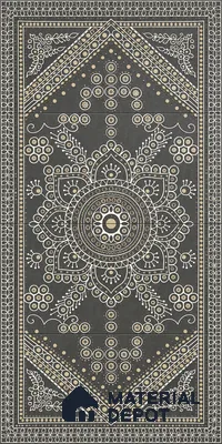 Lippan Art Mirror Mural Wall Tile TL 13128 Charcoal Lotus Mandala 4 ft x 2 ft Vitrified Matte Finish - 9 mm | Suitable for Living Room, Accent/Feature Wall, Foyer