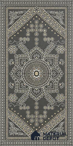 Lippan Art Mirror Mural Wall Tile TL 13128 Charcoal Lotus Mandala 4 ft x 2 ft Vitrified Matte Finish - 9 mm | Suitable for Living Room, Accent/Feature Wall, Foyer