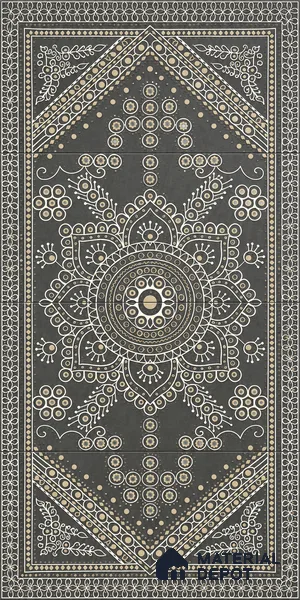 Lippan Art Mirror Mural Wall Tile TL 13128 Charcoal Lotus Mandala 4 ft x 2 ft Vitrified Matte Finish - 9 mm | Suitable for Living Room, Accent/Feature Wall, Foyer