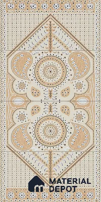 Lippan Art Mirror Mural Wall Tile TL 13129 Ivory Twin Mandala 4 ft x 2 ft Vitrified Matte Finish - 9 mm | Suitable for Living Room, Accent/Feature Wall, Foyer