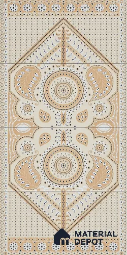 Lippan Art Mirror Mural Wall Tile TL 13129 Ivory Twin Mandala 4 ft x 2 ft Vitrified Matte Finish - 9 mm | Suitable for Living Room, Accent/Feature Wall, Foyer