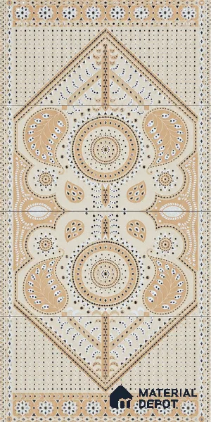 Lippan Art Mirror Mural Wall Tile TL 13129 Ivory Twin Mandala 4 ft x 2 ft Vitrified Matte Finish - 9 mm | Suitable for Living Room, Accent/Feature Wall, Foyer