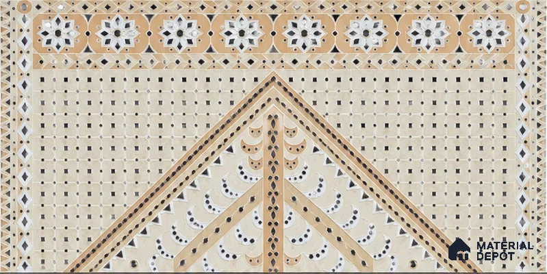 Lippan Art Mirror Mural Wall Tile TL 13129 Ivory Twin Mandala 4 ft x 2 ft Vitrified Matte Finish - 9 mm | Suitable for Living Room, Accent/Feature Wall, Foyer