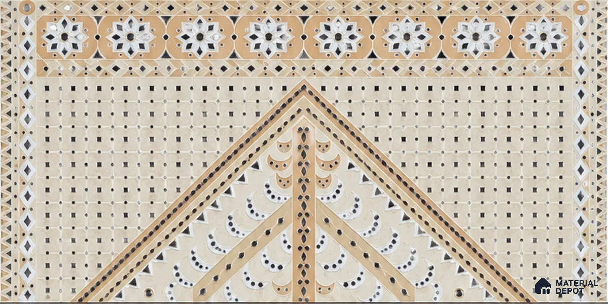 Lippan Art Mirror Mural Wall Tile TL 13129 Ivory Twin Mandala 4 ft x 2 ft Vitrified Matte Finish - 9 mm | Suitable for Living Room, Accent/Feature Wall, Foyer
