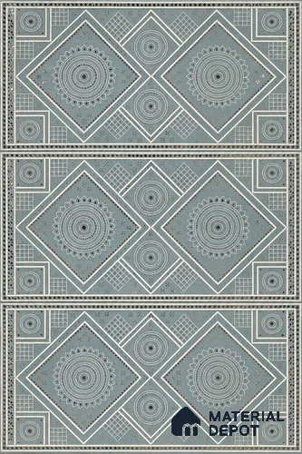 Lippan Art Mirror Mural Wall Tile TL 13130 Silver Diamond Mandala 4 ft x 2 ft Vitrified Matte Finish - 9 mm | Suitable for Living Room, Accent/Feature Wall, Foyer