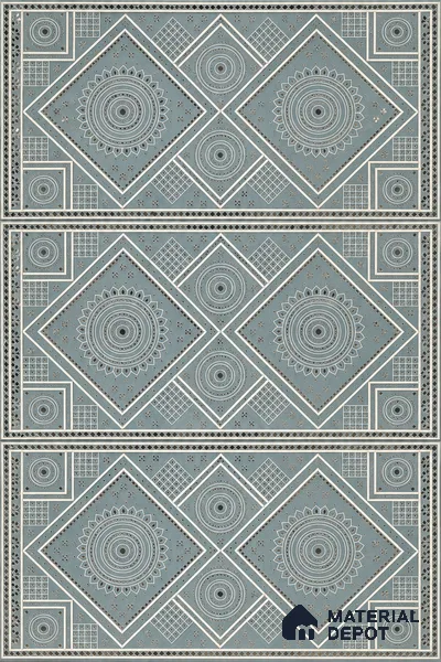 Lippan Art Mirror Mural Wall Tile TL 13130 Silver Diamond Mandala 4 ft x 2 ft Vitrified Matte Finish - 9 mm | Suitable for Living Room, Accent/Feature Wall, Foyer