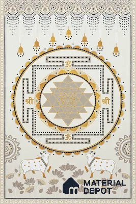 Lippan Art Mirror Mural Wall Tile TL 13132 Sacred Yantra Ivory 4 ft x 2 ft Vitrified Matte Finish - 9 mm | Suitable for Living Room, Accent/Feature Wall, Pooja Room