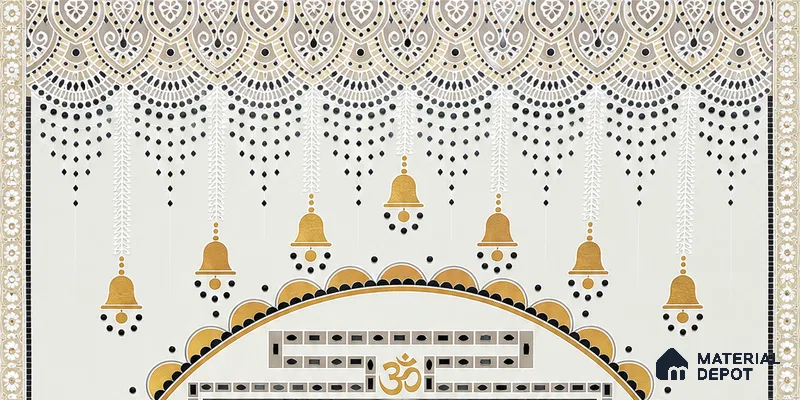 Lippan Art Mirror Mural Wall Tile TL 13132 Sacred Yantra Ivory 4 ft x 2 ft Vitrified Matte Finish - 9 mm | Suitable for Living Room, Accent/Feature Wall, Pooja Room