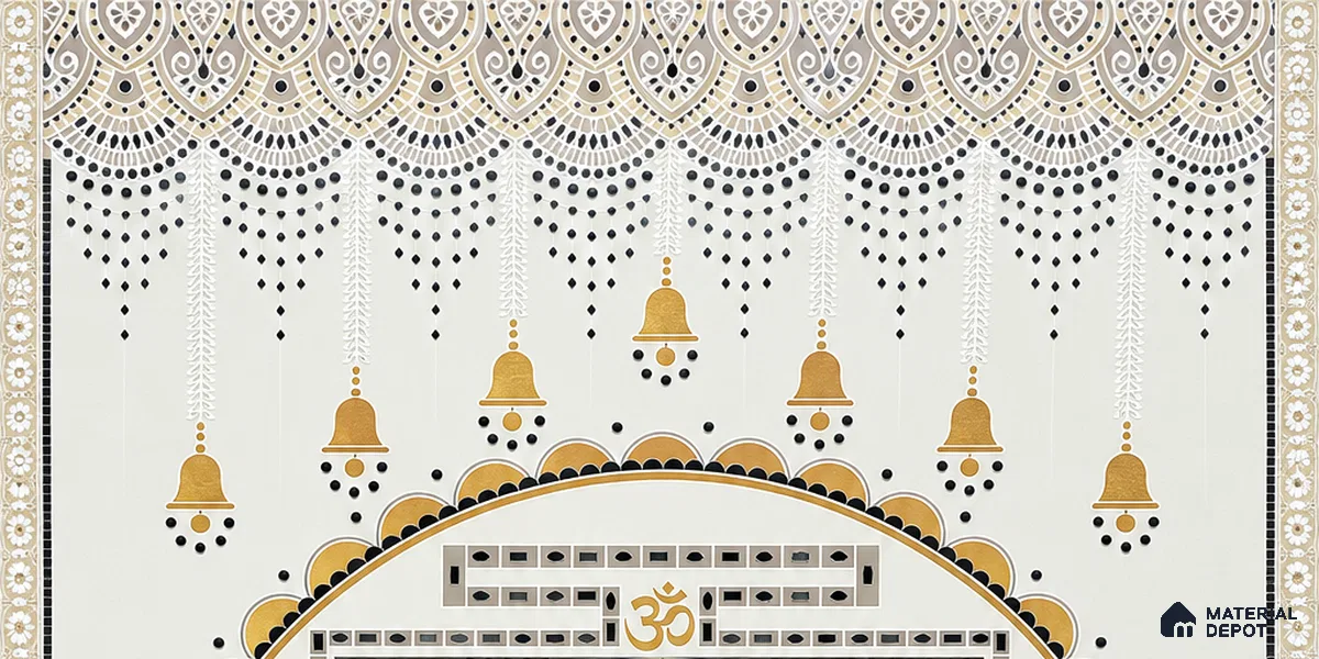 Lippan Art Mirror Mural Wall Tile TL 13132 Sacred Yantra Ivory 4 ft x 2 ft Vitrified Matte Finish - 9 mm | Suitable for Living Room, Accent/Feature Wall, Pooja Room