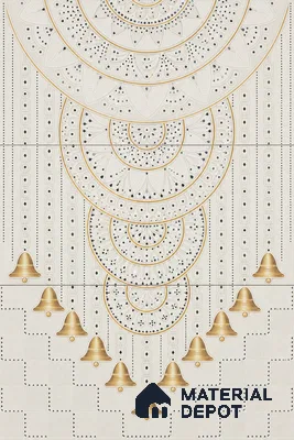 Lippan Art Mirror Mural Wall Tile TL 13133 Ivory Bell Cascade 4 ft x 2 ft Vitrified Matte Finish - 9 mm | Suitable for Living Room, Accent/Feature Wall, Pooja Room