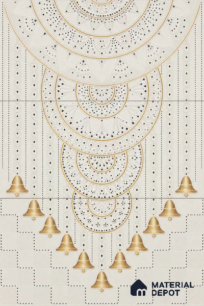 Lippan Art Mirror Mural Wall Tile TL 13133 Ivory Bell Cascade 4 ft x 2 ft Vitrified Matte Finish - 9 mm | Suitable for Living Room, Accent/Feature Wall, Pooja Room