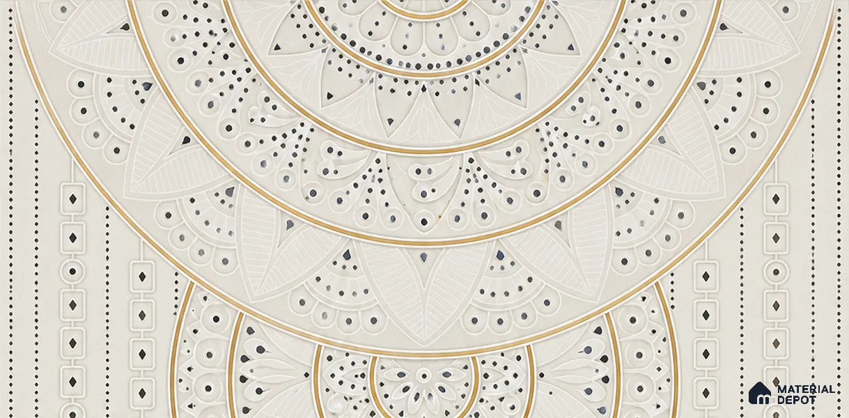 Lippan Art Mirror Mural Wall Tile TL 13133 Ivory Bell Cascade 4 ft x 2 ft Vitrified Matte Finish - 9 mm | Suitable for Living Room, Accent/Feature Wall, Pooja Room