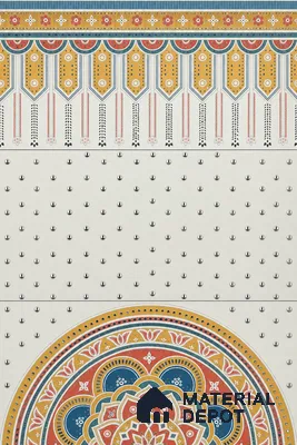 Lippan Art Mirror Mural Wall Tile TL 13134 Folk Mandala Border 4 ft x 2 ft Vitrified Matte Finish - 9 mm | Suitable for Living Room, Accent/Feature Wall, Pooja Room