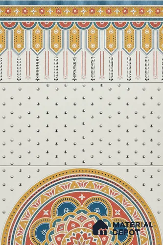 Lippan Art Mirror Mural Wall Tile TL 13134 Folk Mandala Border 4 ft x 2 ft Vitrified Matte Finish - 9 mm | Suitable for Living Room, Accent/Feature Wall, Pooja Room