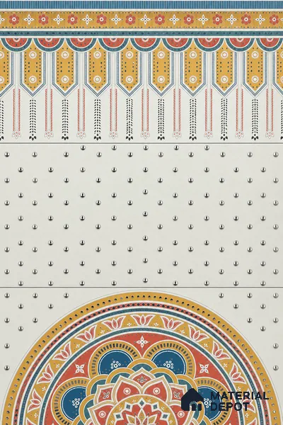 Lippan Art Mirror Mural Wall Tile TL 13134 Folk Mandala Border 4 ft x 2 ft Vitrified Matte Finish - 9 mm | Suitable for Living Room, Accent/Feature Wall, Pooja Room