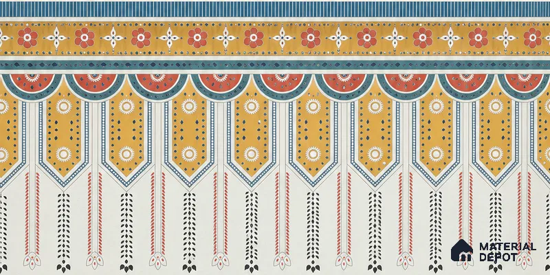 Lippan Art Mirror Mural Wall Tile TL 13134 Folk Mandala Border 4 ft x 2 ft Vitrified Matte Finish - 9 mm | Suitable for Living Room, Accent/Feature Wall, Pooja Room