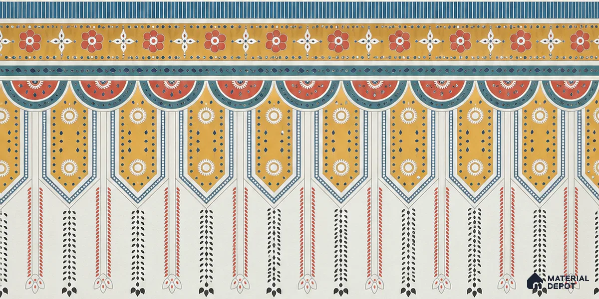Lippan Art Mirror Mural Wall Tile TL 13134 Folk Mandala Border 4 ft x 2 ft Vitrified Matte Finish - 9 mm | Suitable for Living Room, Accent/Feature Wall, Pooja Room