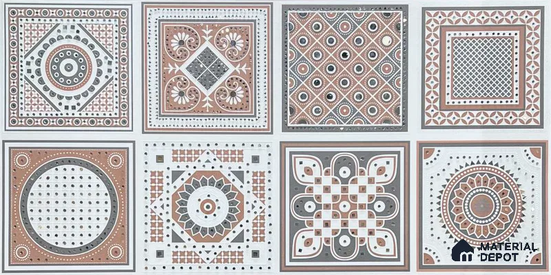 Lippan Art Mirror Mural Wall Tile TL 13136 Desert Mosaic Grid 4 ft x 2 ft Vitrified Matte Finish - 9 mm | Suitable for Living Room, Accent/Feature Wall, Foyer