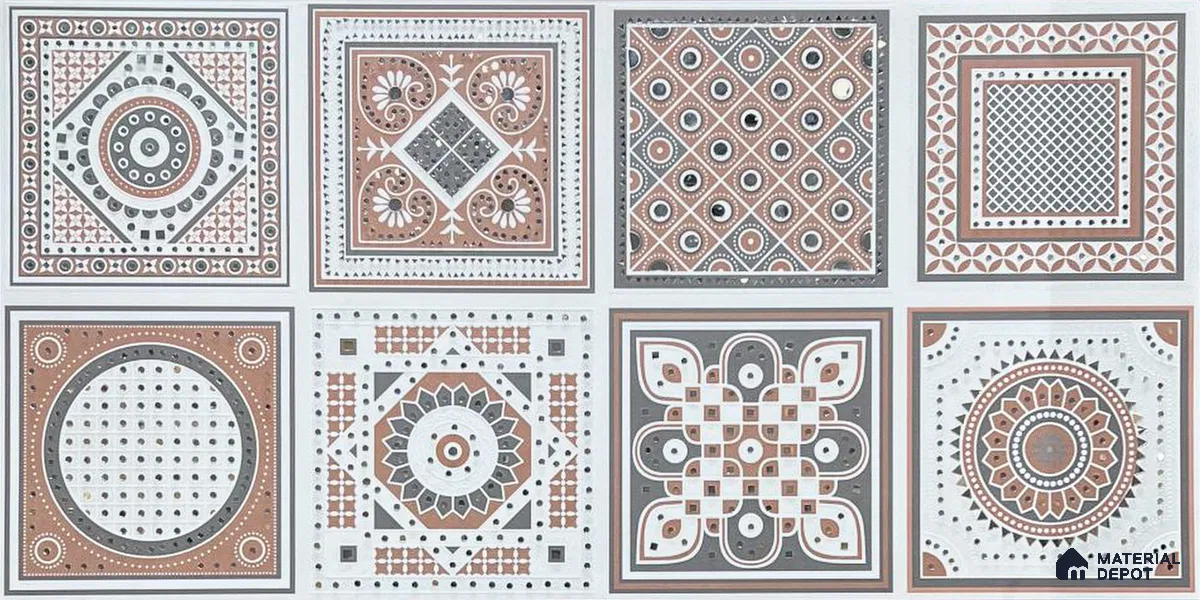Lippan Art Mirror Mural Wall Tile TL 13136 Desert Mosaic Grid 4 ft x 2 ft Vitrified Matte Finish - 9 mm | Suitable for Living Room, Accent/Feature Wall, Foyer