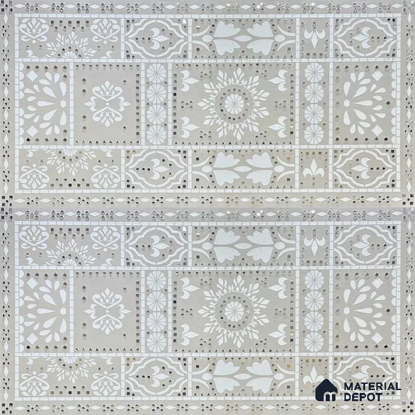 Lippan Art Mirror Mural Wall Tile TL 13137 Pearl Heritage Panel 4 ft x 2 ft Vitrified Matte Finish - 9 mm | Suitable for Living Room, Accent/Feature Wall, Foyer