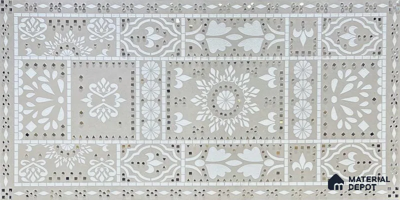 Lippan Art Mirror Mural Wall Tile TL 13137 Pearl Heritage Panel 4 ft x 2 ft Vitrified Matte Finish - 9 mm | Suitable for Living Room, Accent/Feature Wall, Foyer