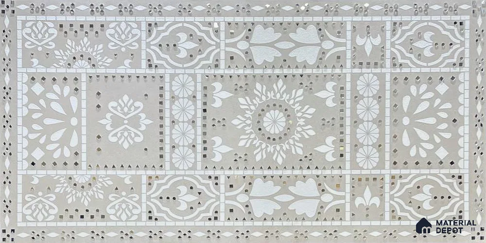 Lippan Art Mirror Mural Wall Tile TL 13137 Pearl Heritage Panel 4 ft x 2 ft Vitrified Matte Finish - 9 mm | Suitable for Living Room, Accent/Feature Wall, Foyer