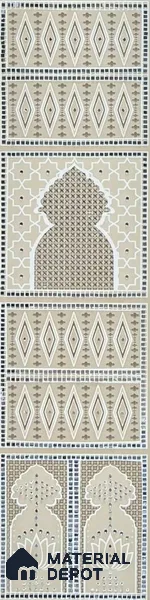 Lippan Art Mirror Mural Wall Tile TL 13138 B Ochre Palace Lattice 4 ft x 1 ft Vitrified Matte Finish - 9 mm | Suitable for Living Room, Accent/Feature Wall, Pooja Room