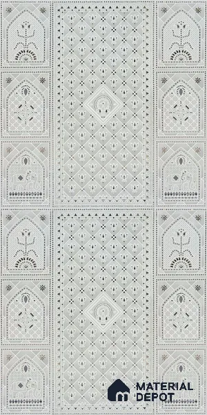 Lippan Art Mirror Mural Wall Tile TL 13139 B Pearl Courtyard Lattice 4 ft x 1 ft Vitrified Matte Finish - 9 mm | Suitable for Living Room, Accent/Feature Wall, Foyer