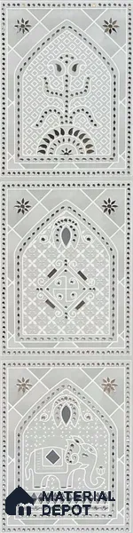 Lippan Art Mirror Mural Wall Tile TL 13139 B Pearl Courtyard Lattice 4 ft x 1 ft Vitrified Matte Finish - 9 mm | Suitable for Living Room, Accent/Feature Wall, Foyer