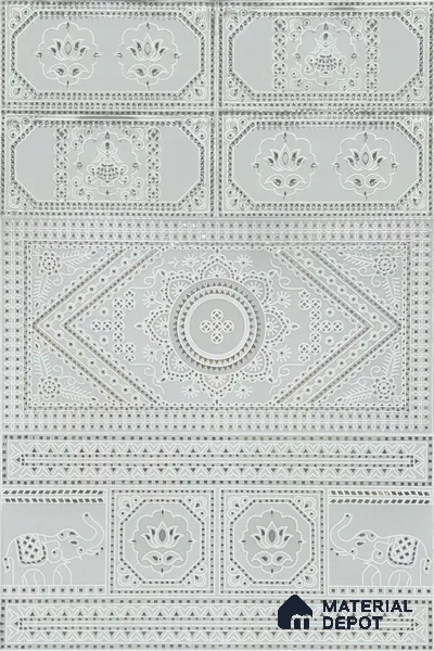 Lippan Art Mirror Mural Wall Tile TL 13141 Silver Lotus Panel 4 ft x 2 ft Vitrified Matte Finish - 9 mm | Suitable for Living Room, Accent/Feature Wall, Pooja Room