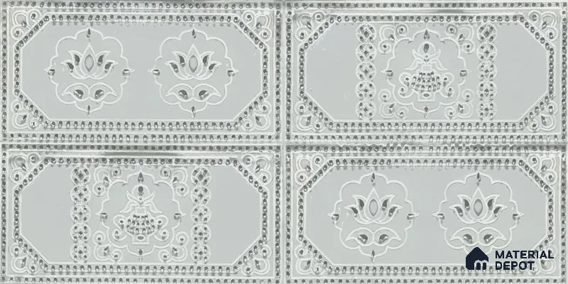 Lippan Art Mirror Mural Wall Tile TL 13141 Silver Lotus Panel 4 ft x 2 ft Vitrified Matte Finish - 9 mm | Suitable for Living Room, Accent/Feature Wall, Pooja Room