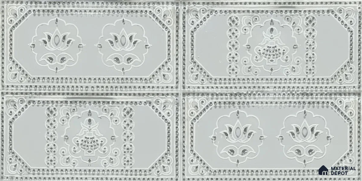 Lippan Art Mirror Mural Wall Tile TL 13141 Silver Lotus Panel 4 ft x 2 ft Vitrified Matte Finish - 9 mm | Suitable for Living Room, Accent/Feature Wall, Pooja Room