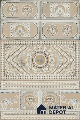 Lippan Art Mirror Mural Wall Tile TL 13142 Ochre Lotus Panel 4 ft x 2 ft Vitrified Matte Finish - 9 mm | Suitable for Living Room, Accent/Feature Wall, Pooja Room