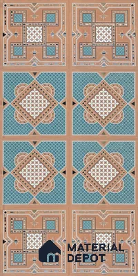 Lippan Art Mirror Mural Wall Tile TL 13143 Teal Terracotta Knot 4 ft x 2 ft Vitrified Matte Finish - 9 mm | Suitable for Living Room, Accent/Feature Wall, Foyer