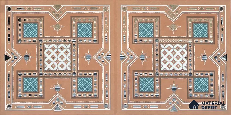 Lippan Art Mirror Mural Wall Tile TL 13143 Teal Terracotta Knot 4 ft x 2 ft Vitrified Matte Finish - 9 mm | Suitable for Living Room, Accent/Feature Wall, Foyer