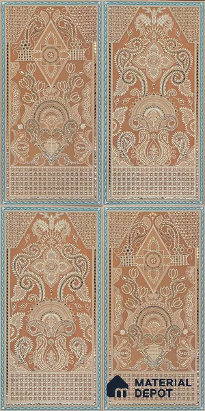 Lippan Art Mirror Mural Wall Tile TL 13144 Terracotta Folk Panels 4 ft x 2 ft Vitrified Matte Finish - 9 mm | Suitable for Living Room, Accent/Feature Wall, Foyer