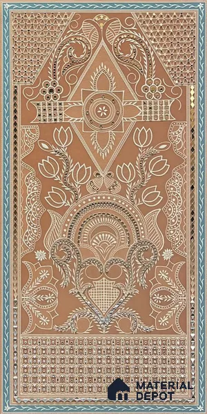 Lippan Art Mirror Mural Wall Tile TL 13144 Terracotta Folk Panels 4 ft x 2 ft Vitrified Matte Finish - 9 mm | Suitable for Living Room, Accent/Feature Wall, Foyer